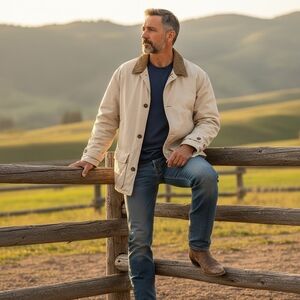 Barn Coat Chore Jacket Mens Sz L Corduroy Collar Cuffs Blanket Woodlake *READ*